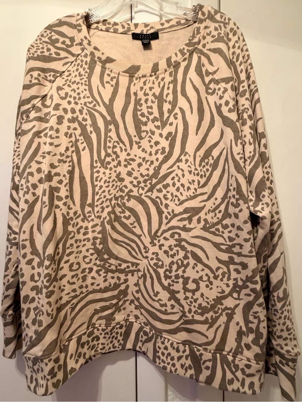Women’s Beige Animal-Print Relaxed Sweatshirt - Size XLarge